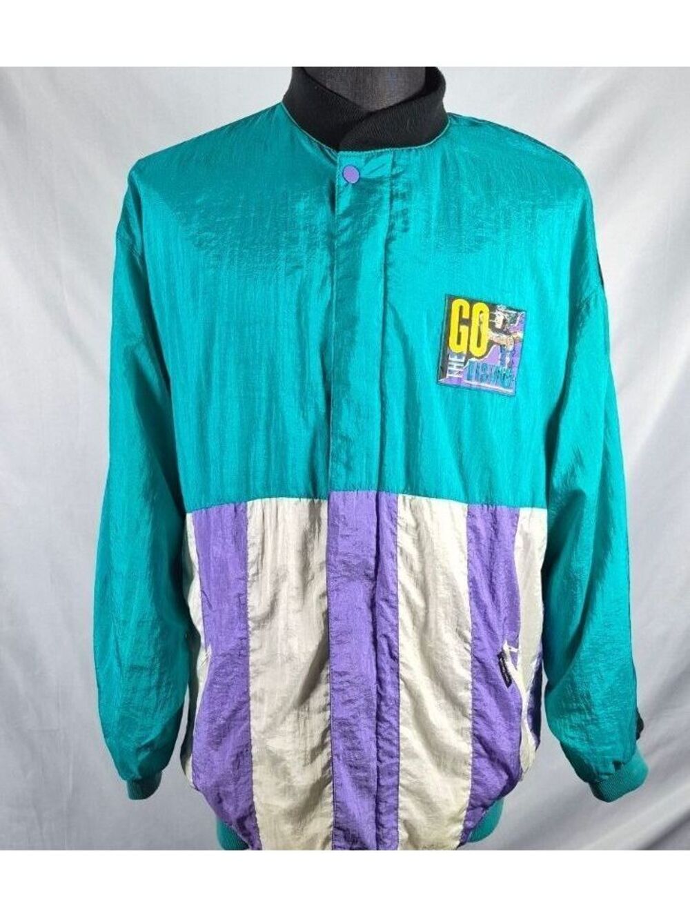 Vintage Members Only 90s Teal Purple Colorblock Windbreaker XL